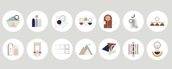 Ensemble Diverses Couvertures Géométriques Abstraites Pour Contenu Des Médias Sociaux — Image vectorielle