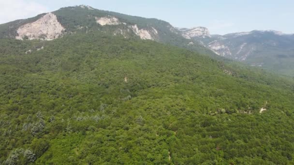 Montanhas na vista verde do ar. vídeo a partir de um quadrocopter — Vídeo de Stock