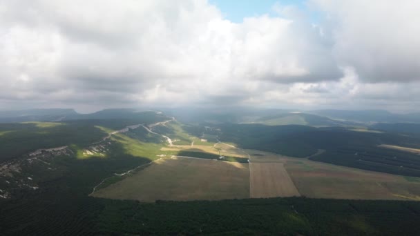 Campos de trigo vista aérea. video de un quadrocopter — Vídeo de stock