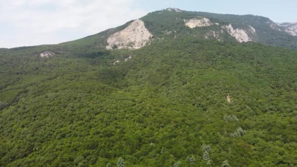 Gunung-gunung di pemandangan hijau dari udara. video dari quadrocopter — Stok Video