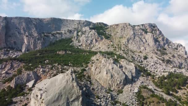 Klippig utsikt över bergen. video från en — Stockvideo