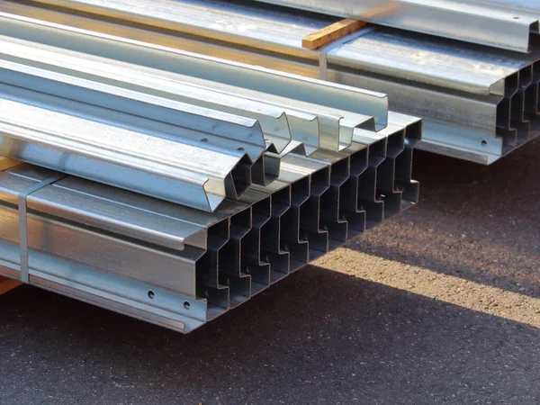 Galvanized Metal Profile Stacks Ready Shipment — Stock Photo, Image