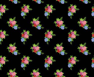 Siyah arkaplanda renksiz çiçek deseni