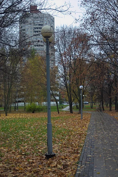 Gågatan Regnig Höstmorgon — Stockfoto