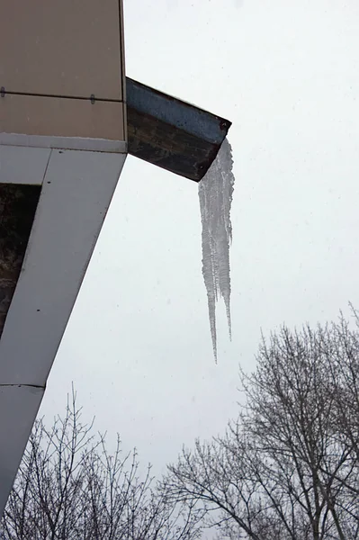 Water Running Chute Turned Icicles — Stock Photo, Image