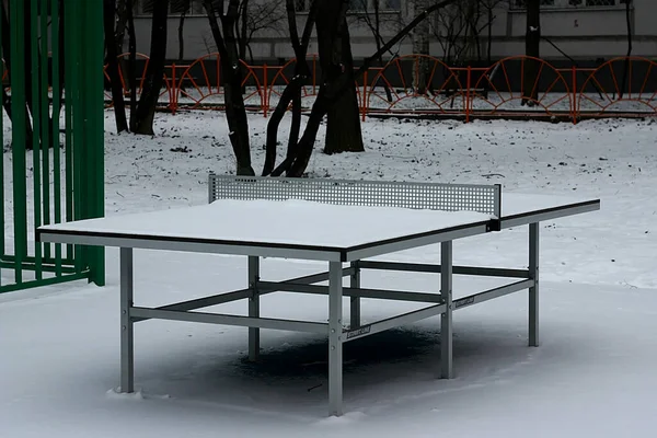 Table Tennis Sous Une Couche Neige — Photo