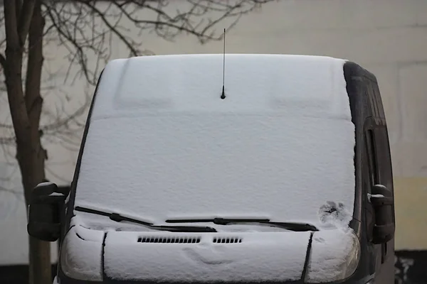 Świeży Śnieg Minibusie — Zdjęcie stockowe