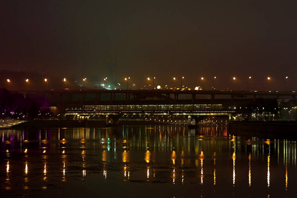 cityscape with lights on new year's evening