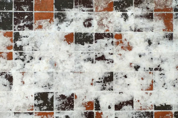Fragmento Una Acera Pavimentada Cubierta Nieve — Foto de Stock