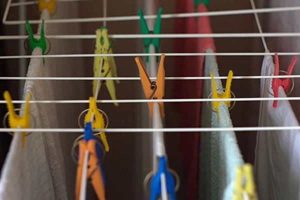 Linen Clothespins Compact Dryer — Stock Photo, Image