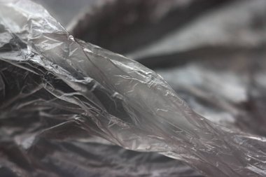 Yakın mesafeden buruşmuş plastik torba.