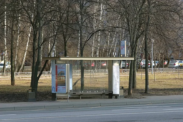 Bus Stop Outskirts City Spring Morning — Stock Photo, Image