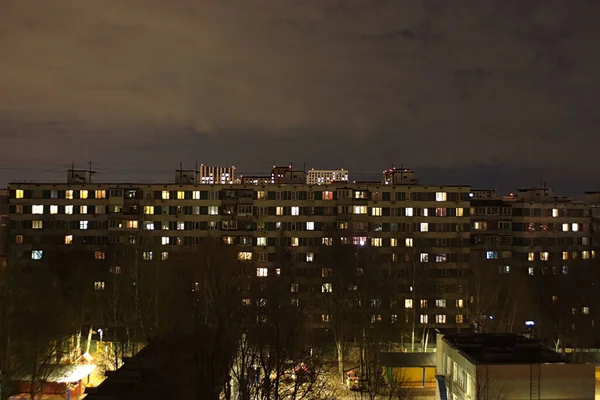 Blick Aus Dem Fenster Des Nachbarhauses Späten Abend — Stockfoto