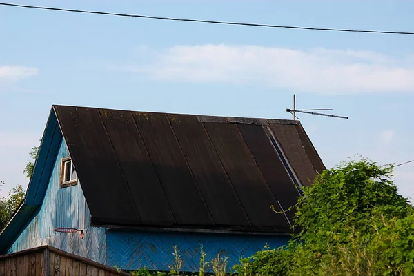 Toit Une Maison Campagne Par Matin Été — Photo