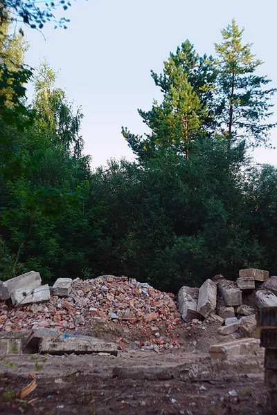 Una Pila Restos Construcción Edificio Demolido —  Fotos de Stock