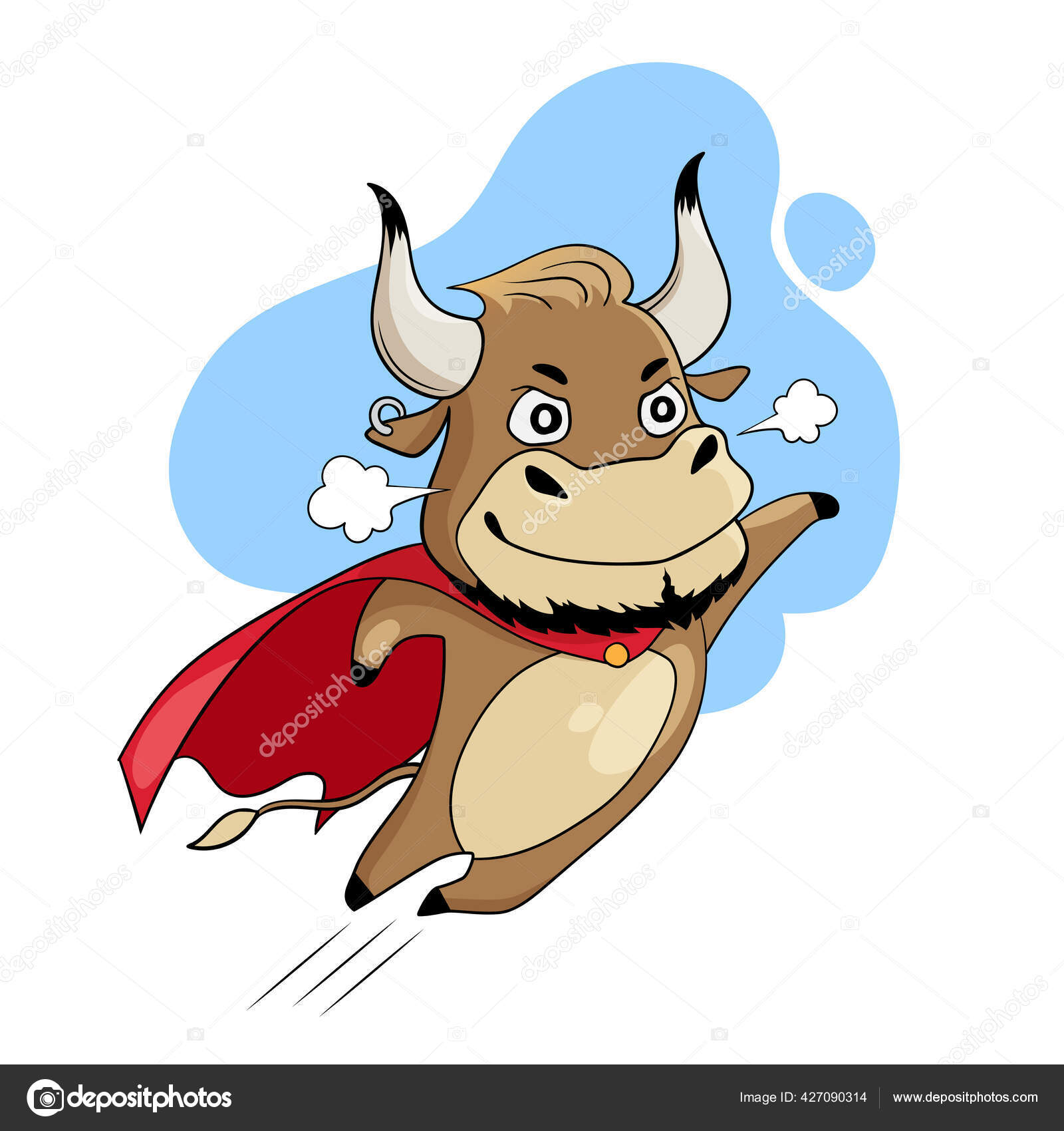 Cool Bull Flying In A Red Superhero Cape Symbol Of 21 Year Of The Ox Cartoon Vector Illustration Stock Vector Image By C Vera Orlova
