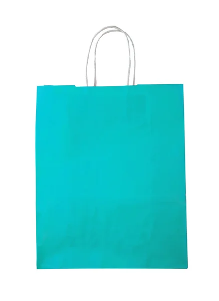 Aquamarine shopping bag on white — Stock Photo, Image