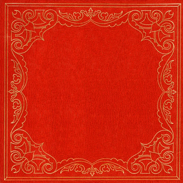 Capa de couro vermelho e dourado — Fotografia de Stock