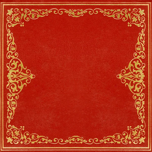 Capa de couro vermelho e dourado — Fotografia de Stock