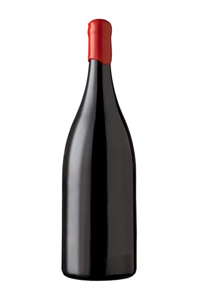 Czerwona butelka wina izolowana na białym — Zdjęcie stockowe