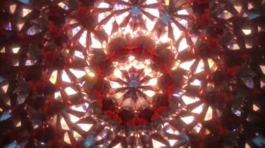 Kaleydoskop görüntüsü. Işıklı ve gölgeli kırmızı arkaplan