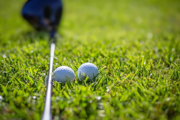 Bolas Golfe Clube Grama Verde Espaço Para Seu Logotipo Texto — Fotografia de Stock