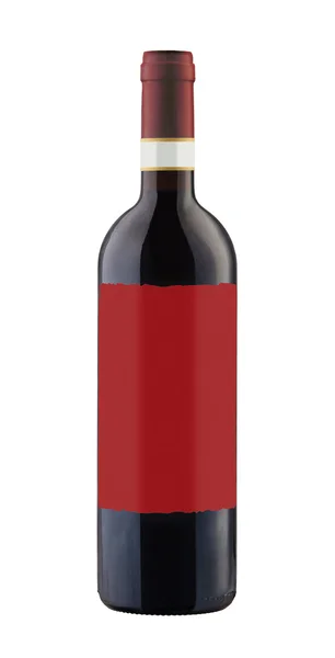 Red wine bottle isolated with blank label. — Stock Photo, Image