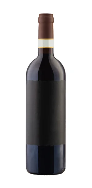 Red wine bottle isolated with blank label. — Stock Photo, Image