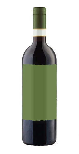 Red wine bottle isolated with blank label. — Stock Photo, Image