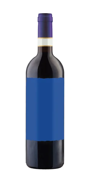 Red wine bottle isolated with blank label. — Stock Photo, Image