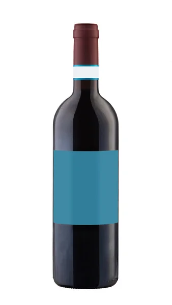 Red wine bottle isolated with blank label. — Stock Photo, Image