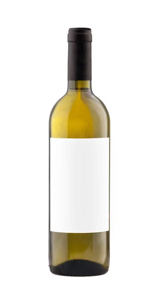 White wine bottle isolated with blank label. — Stock Photo, Image