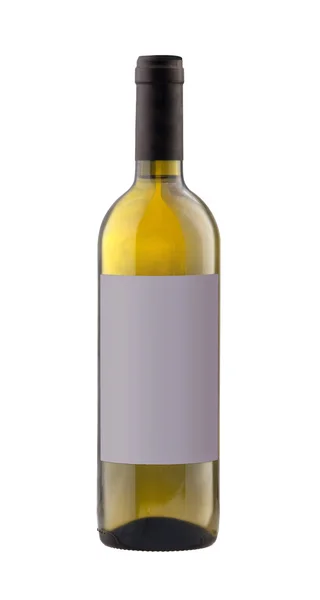 Λευκό μπουκάλι κρασί που απομονώνονται με λευκά label. — Φωτογραφία Αρχείου