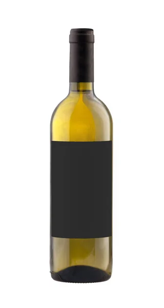 White wine bottle isolated with blank label. — Stock Photo, Image