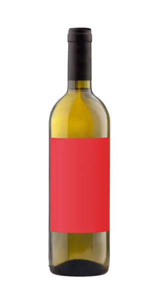 Vit vinflaska isolerad med Tom etikett. — Stockfoto