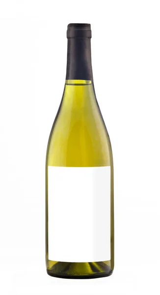 White wine bottle isolated with blank label. — Stock Photo, Image