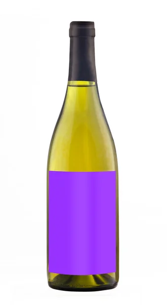 White wine bottle isolated with blank label. — Stock Photo, Image