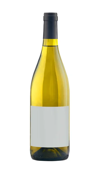 White wine bottle isolated with blank label. — Stock Photo, Image