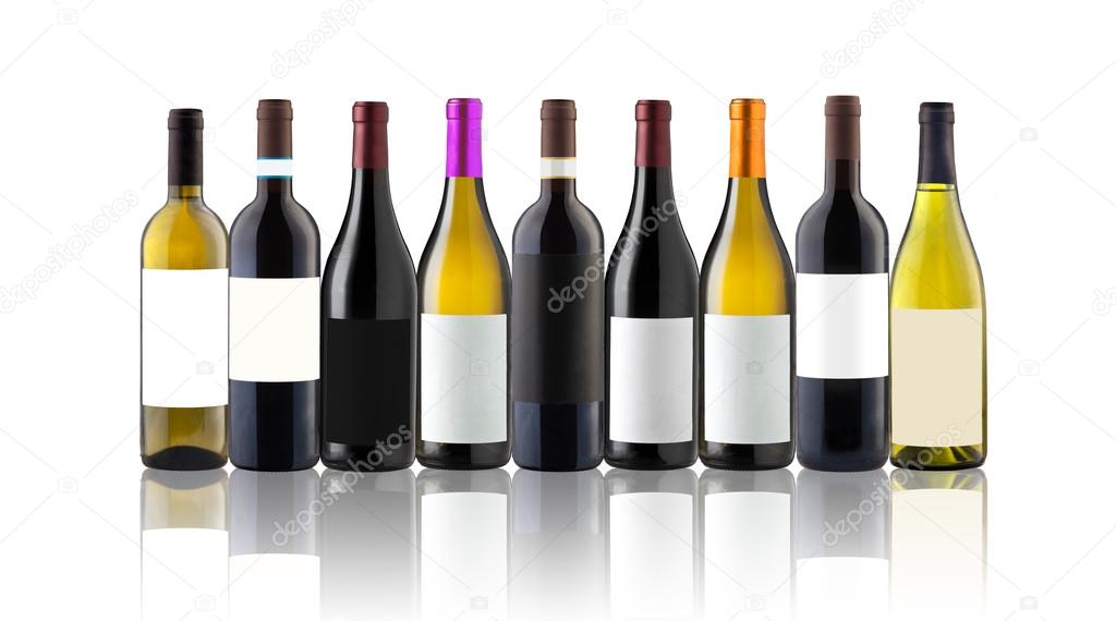 Group of wine bottles.
