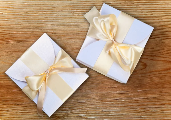 Two boxes with golden bow — Stock Photo, Image