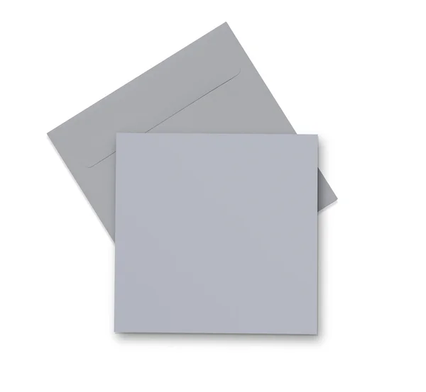 Enveloppe et carte grises sur blanc — Photo