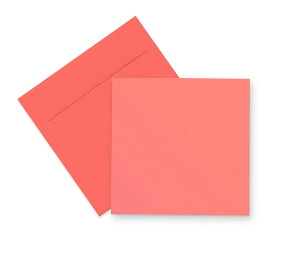 Pink envelope and card on white — Stock Photo, Image