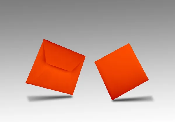 Röda flygande kuvert och kort — Stockfoto