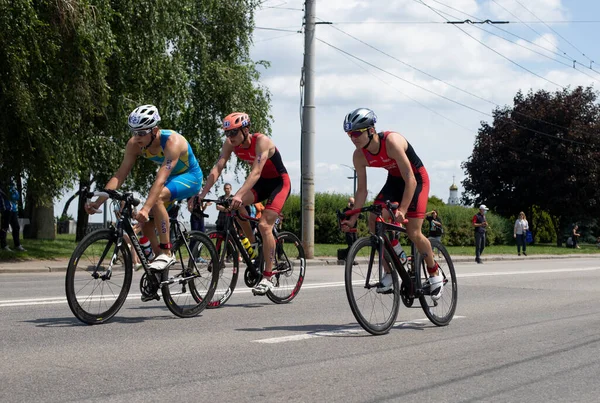 Sport Radfahrer Beim Rennen Triathlon Europameisterschaft 2021 — Stockfoto