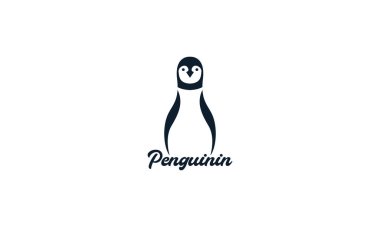 penguen silueti minimalist logo vektör ikonu çizim sanatı