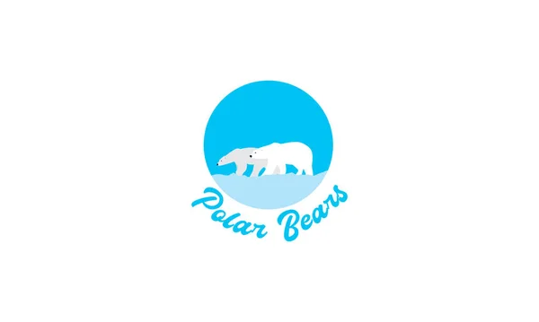 Белый Медведь Рисунком Вектора Логотипа Круга Айсберга — стоковый вектор