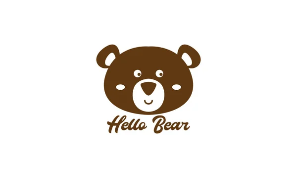 Urso Cabeça Sorriso Bonito Desenho Animado Logotipo Vetor Ícone Ilustração —  Vetores de Stock