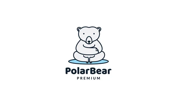 Urso Polar Bonito Desenho Animado Sentar Logotipo Vetor Ilustração Design —  Vetores de Stock