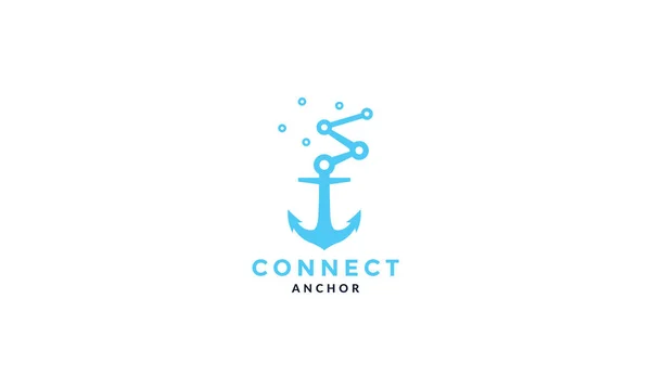 Anker Met Connect Technologie Logo Vector Pictogram Illustratie — Stockvector