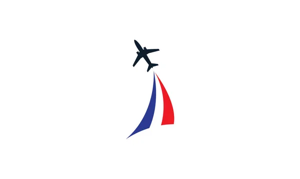 Airplane Silhouette French Flag Logo Vector Icon Design — Stock Vector